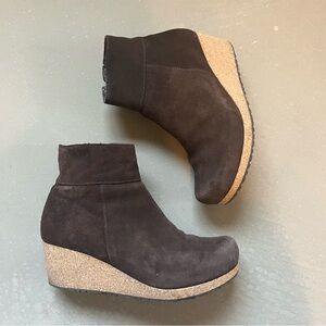 Papillio by Birkenstock Ebba Dark Brown Leather Cork Wedge Boot size 8